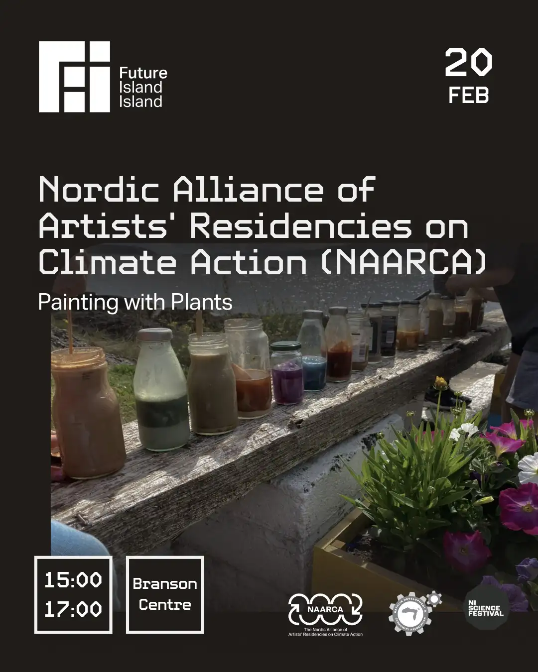 Event poster for the Nordic Alliance of Artists' Residencies on Climate Action (NAARCA)